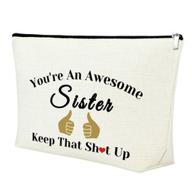 Sister Gifts from Sister You’re an Awesome Sister Makeup Bag Gifts Christmas Birthday Graduation Gifts for Soul Sister Big Sister Little Sister Friendship Gifts for Sister Best Friend Cosmetic Bag