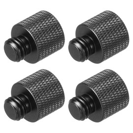 PATIKIL Microphone Stand Adapter, 3/8 Male to 3/8 Female Camera Screw Adapter for Microphone Tripod Stand, Black, 4pcs