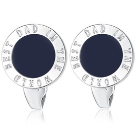 HONEY BEAR Gemelos redondos para camisa de hombre con el mejor padre en el mundo para el día del padre, Acero inoxidable,