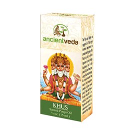 Ancient Veda Organic Puja Oil 100% Natural Pure Pooja Oil 15mL for Aromatherapy, Prayer, & Ayurvedic Practice (Khus)