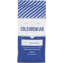 Cold Brew Lab Organic Whole Bean Coffee, 1 LB Bag, Dark Roast Colombian Supremo