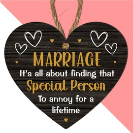 Funny “Marriage: Special Person to Annoy for a Lifetime” – Humorous Gift For Wedding or Anniversary for Couples – Romantic Wooden Wall Sign for Bedroom or Garden Room (Black)
