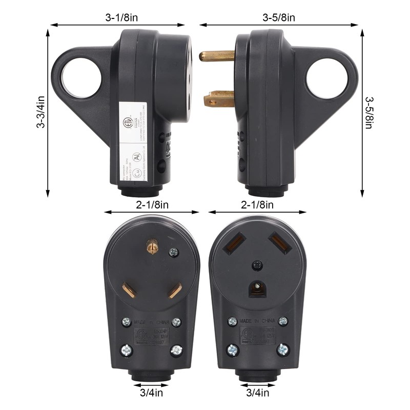 RV Plug Male and Female Plug Replacement Set 30 Amp