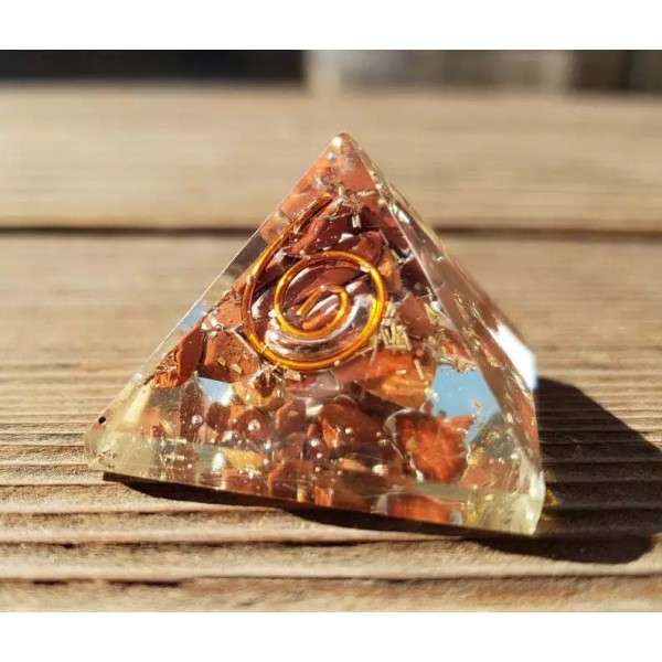 SMALL (25-30mm) RED JASPER COIL ORGONE GEMSTONE PYRAMID ORGONITE
