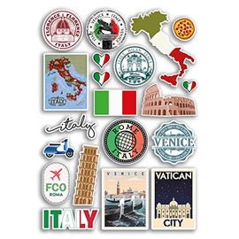 A4 Sticker Sheet Italy Vinyl Stickers - Rome Venice Italian Landmarks City Beach Flag Map Holiday Suitcase Luggage Scrapbook Culture Travel #78878