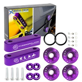 Xotic Tech JDM Hood Spacer Hood Riser 3/4" Replacement + Quick Release Holders Front Rear Bumper Fasteners Fender Hatch Lids Compatible with Honda Civic CRX Del Sol, Acura Integra(Purple)