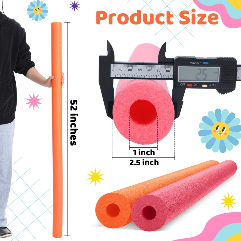 Hanaive 2 Pack Pool Noodles 52 Inch Foam Pool Swim