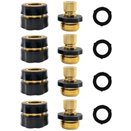 FECOVANTI 3/4 Inch Garden Hose Quick Connector Fittings - Male and Female Set ，Easy Connect for Water Hose（4 Set）