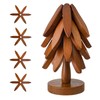 4 Wooden Hot Food Coasters with 1 Stand, Table Insulation