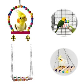 YAARUJEE 2 Piece Parrot Toy Bird Toy | For Budgets, Cockatiels and Parrots, Hanging Swing & Chewing Toy, Stress Relief, Educational Toy, Birdcage Accessories