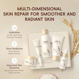 Set de Cuidado de la Piel LAIKOU, Cuidado de la Piel Coreano con Limpiador de Arroz, Tónico, Suero, Suero para Ojos, Crema Hidratante 5 piezas para Mu