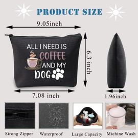 Generic Dog Mom Makeup Bag Coffee Lover Gift All i Need is Coffee and My Dog Funny Dog Owner Cosmetic Bag for Women Friend Coffee Dog Lover Birthday Gift (Coffee Dog Need blU)