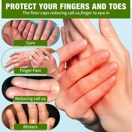 Ouligay 24 Pcs Silicone Finger Protectors,Transparent Finger Sleeves,Soft Finger Covers,Reusable Finger Cot to Protects Knuckles, Relieves Painful Cracks, and Reduces Friction and Calluses(Both Ends)