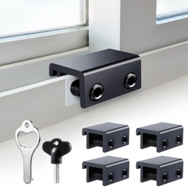Sliding Window Locks (4 Sets), Security Window Locks with Keys, Adjustable Aluminum Sliding Window Stops, Easy Installation Without Drilling, for Vertical and Horizontal Sliding Windows (Black)