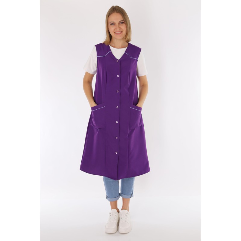 Women's Sleeveless Cooking Apron Apron Button Coat Plain House Dress,