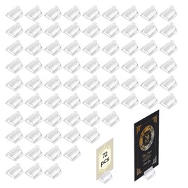 Piriuuo 72 Pcs Plastis Place Card Holders, Table Number Holders Clear Game Card Stands Acrylic Table Place Cards Tables Sign Stands for Wedding Cards, Photos, Memos, Pictures Display (0.79*0.79 in)