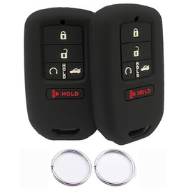 DAFATWJ 5 Buttons Silicone Smart Key Fob Cover Compatible with 2017 2018 2019 2020 2021 Honda Accord CR-V Civic Insight Passport Pilot ACJ932HK1310A A2C81642600 (Rubber, Black+Black)