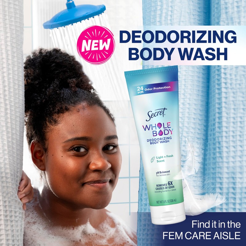 Secret Feminine Wash, 24 HR Deodorizing Feminine Body Wash for