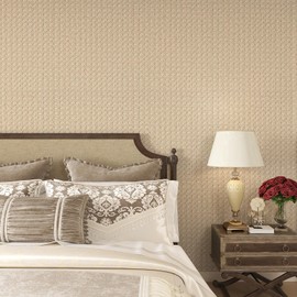 VEELIKE Taupe Brown Rattan Wallpaper Peel and Stick Non-Textured Rattan Look Contact Paper for Cabinets Dresser Nightstand 15.7''x118'' Self Adhesive Cane Weave Vinyl Wallpaper for Bedroom Living Room