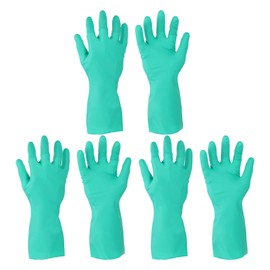 sourcing map Nitrile Chemical Resistant Gloves, Industrial Gloves Anti-Slip Protective Safety Work Glove for Cleaning Dish Washing Resist Acid Alkali, Small,Green, Pair of 3