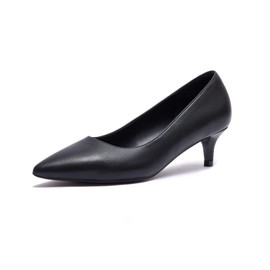 Zhabtuc Women's Pumps with Kitten Heel, Sexy Pointed Low Heels, 5 cm Heel Shoes, Closed Pumps with Small Heel, Elegant Bridal Shoes, Office Heel Shoes, black