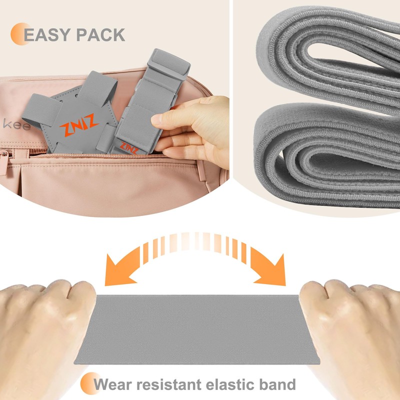 ZINZ Pack of 2 Elastic Luggage Straps and Suitcase Bungee,