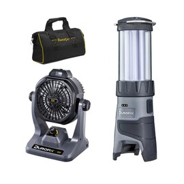 Durofix G12 Series RZ1290-2-K11 12V Cordless 270CFM Portable Jobsite Fan with Rechargeable LED Lantern Work Light, 1 Battery & Charger