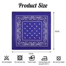 Aomig Bandana Head Scarf for Men and Women, Stylish Cowboy Headband Handkerchief, Multi-purpose Hair Scarf Paisley Print Unisex Headwraps, Bib Party Face Covering Headwear for Motorcycling(Royal Blue)