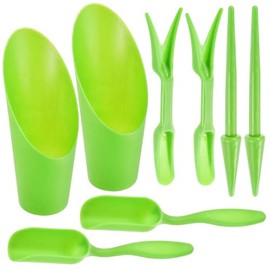 Potting Soil Scoop for Indoor Plants, Garden Tiny Plant Shovel Hand Tools Transplanting Succulent Cultivation Digging Bonsai Soil Scoops Kits,Gree 8pcs(2Set),