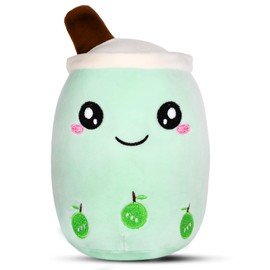 OSDUE Bubble Tea Cuddly Toy, 24 cm Boba Cuddly Toy, Milk Tea Cup Cushion, Bubble Tea Cushion, Bubble Pearl Milk Tea Cuddly Cushion, Birthday Gift for Children Girls, Mother's Day Gift for Mum