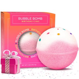 Two Sisters Spa - Bomba de baño para tarta de cumpleaños (99% natural, gaseosa para mujeres, adolescentes y niños), hidrata la piel seca y sensible, libera color, aroma y burbujas. Hecho a mano en Estados Unidos