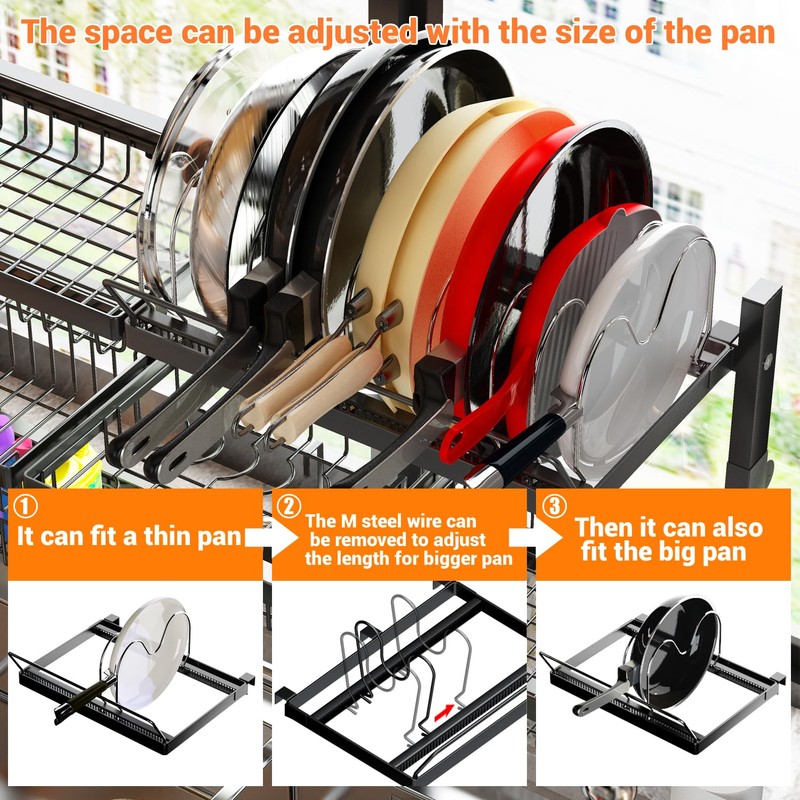 ADBIU Over Sink Dish Drying Rack (Expandable Height/Length) Snap-On Design
