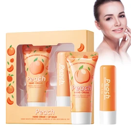 Reparierende Handcreme + Lip Balm, Anti-Aging Pflegende Handcreme Nährende Und Schützende Creme Hautpflege Pflegender Lippenbalsam Für Sehr Trockene Haut, Anti-Riss Reparatur Glowing (Honigpfirsich)