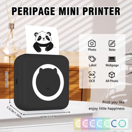 ZAKVOP Mini Printer, Thermal Sticker Printer, Bluetooth Photo Printer, Pocket Sticker Printer, Handheld Portable Printer for School, Home, Lists, DIY Doodle Dash, Photos Printing - Black