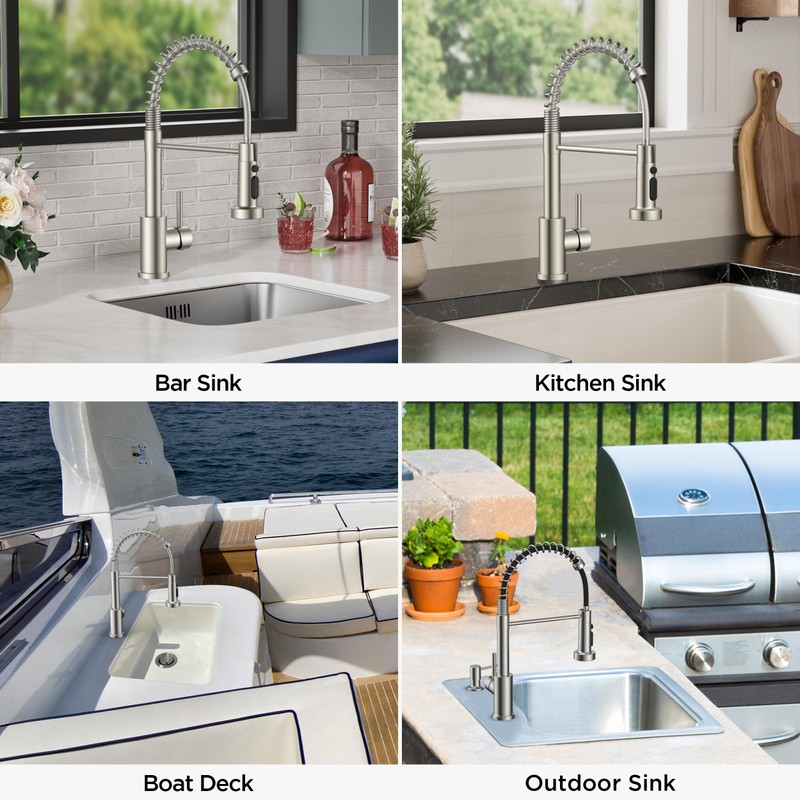 FORIOUS Kitchen Faucets with Sprayer, Brushed Nickel Stainless Steel Sink