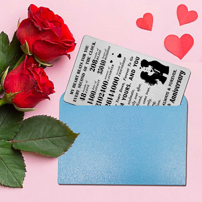 4th Wedding Anniversary Card Gifts - 4 Year Happy Anniversary