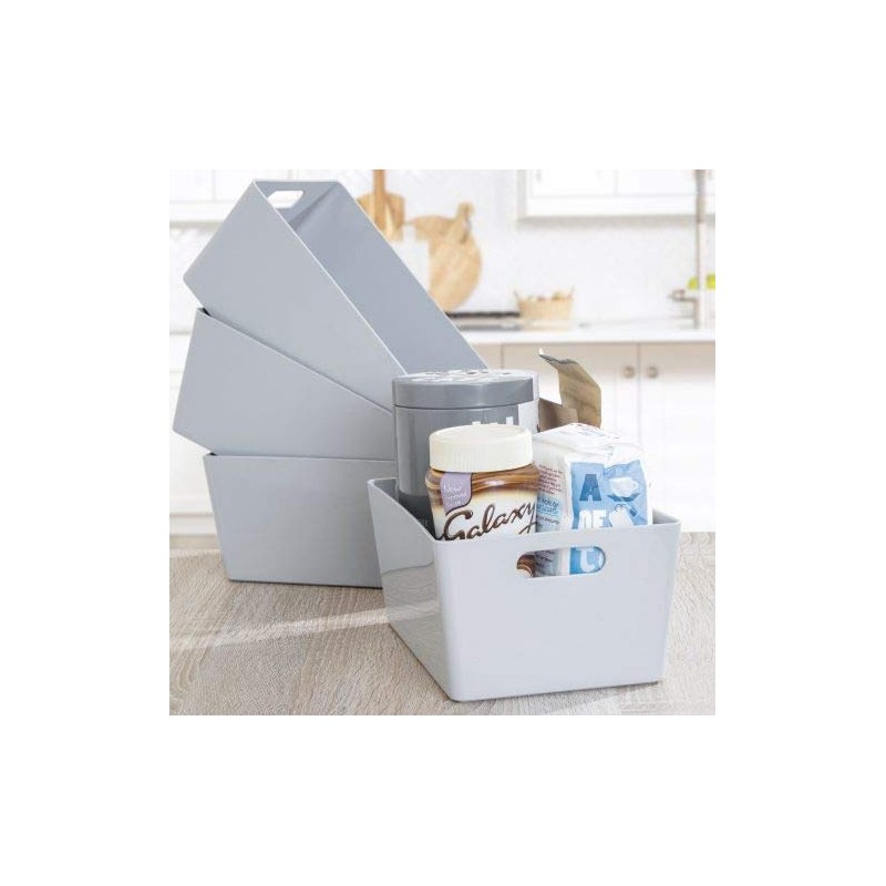 WHAM Studio Basket 4.02 Rectangular Cool Grey Plastic Storage Baskets