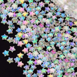 OIIKI 400 PCS Acrylic Star Beads, Star Shape Charming Beads, Clear Acrylic 10mm AB Star Beads for DIY Jewelry Craft Making Necklace Bracelet Supplies (4 Pack x 100 PCS)