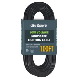 Ultra Explorer 14/2 Low Voltage Landscape Lighting Wire, Outdoor Direct Burial Cable, 14 Gauge 2 Conductor, 100 Feet