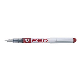 Pilot Set of 6 V-Pen Disposable Fountain Pens, Erasable Ink, Medium Nib, Red