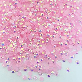 MajorCrafts 3000pcs 3mm ss12 Jelly AB Flat Back Round 14 Facets Resin Rhinestones Arts and Crafts Embellishment Gems (Baby Pink AB C76)
