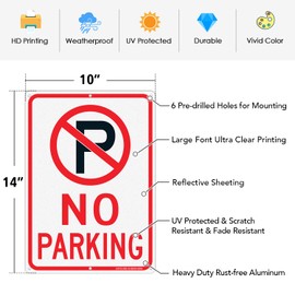Faittoo No Parking Sign - 2 Pack - 35 x 25 cm Rust Free .040 Aluminum Reflective - UV Protected, Waterproof, Weatherproof and Fade Resistant - 6 Pre-drilled Holes