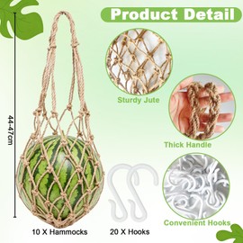 10 Packs Jute Melon Hammocks for Trellis, Watermelon Holder for Garden