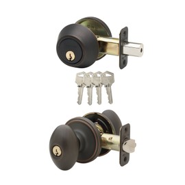 Copper Creek EKDB141TB Egg Door Knob Keyed Alike with Deadbolt Combination, Tuscan Bronze