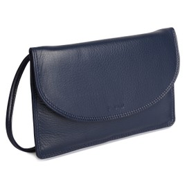 SADDLER Isabelle Shoulder Bag, Slim Leather Handbag, navy blue