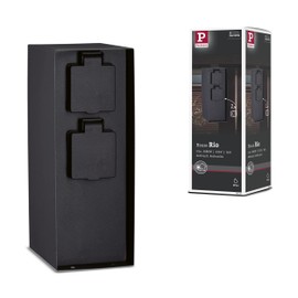 Paulmann Paulmann 94657 Au?enleuchte Steckdosens?ule Rio 2-fach IP44 eckig max. 3.650 W Anthrazit Strom im Garten Metall Verteiler