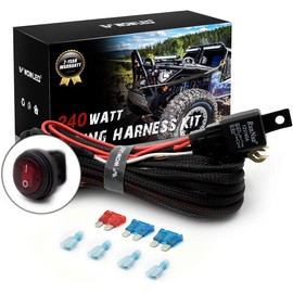 WOWLED LED Light Bar Wiring Harness Relay Kit + Switch 12V Car Wiring Kit for Fog light Spotlight Lamp Off-road light, 4x4 ATV Truck Boat SUV UTV, Braided