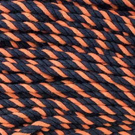 3 Strand Natural Twisted Cotton Super Soft Artisan Rope in 1/4 Inch Diameter - (Black and Orange, 10 Feet)