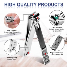 Nail Clippers Set Manicure Pedicure Kit 5 in1 High Precision Stainless Steel Black Cutter File Sharp Scissors for Men & Women Care Grooming Fingernails & Toenails Vibrissac Scissors with Stylish Case (Stainless steel primary color_5in1)