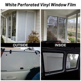 JSCARLIFE White Perforated Vinyl Window Film, Mesh Stickers Room Privacy Window Stickers One Way Vision Window Film Privacy Film for Office Glass Door Sticker Decoration (30CMX120CM)